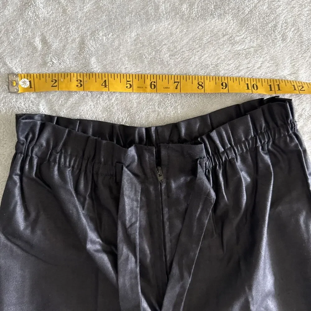 Vintage Women’s Black Formal Pants Wide-Leg Solid Tie Elastic Waist Preppy - Picture 13 of 16